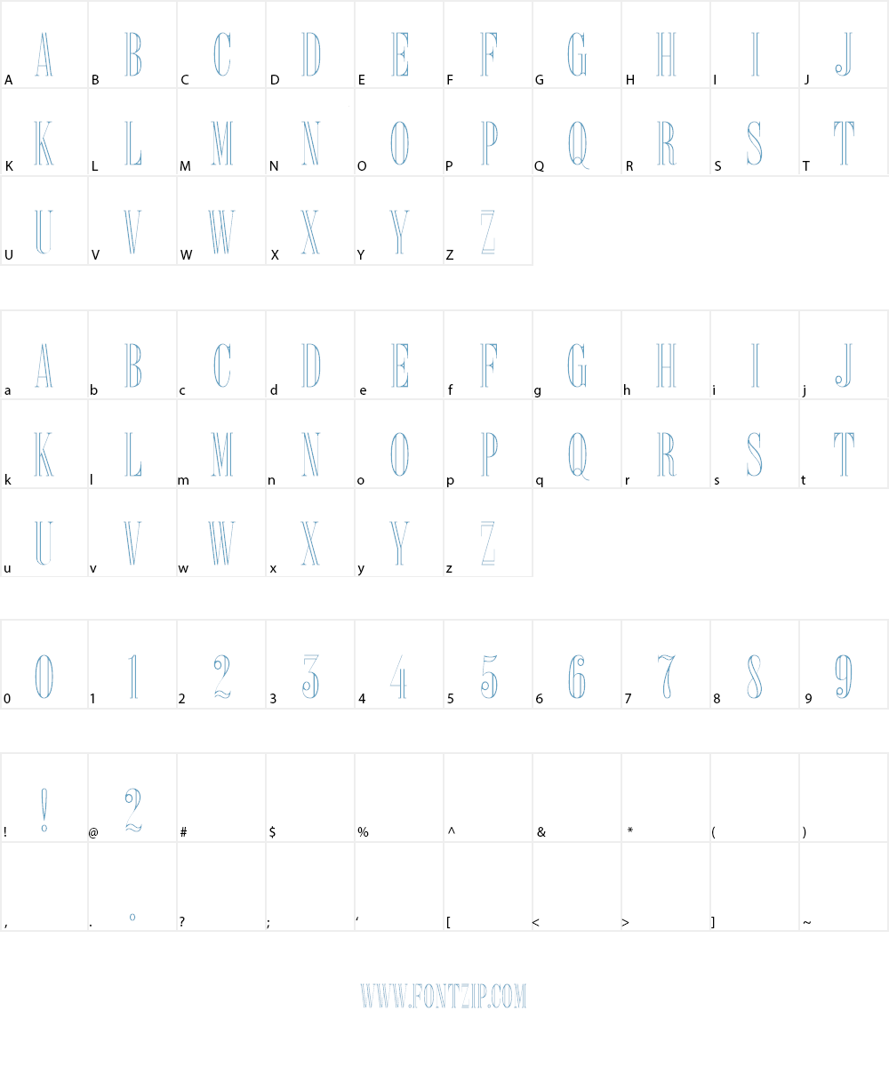 Delacorso Outlines Font Character